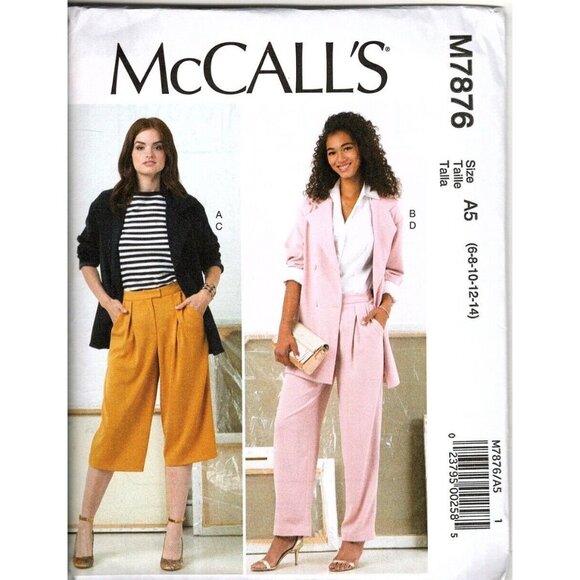 McCall's M7876 Misses 6 to 14 Pants and Jacket Uncut Sewing Pattern New - Picture 1 of 2